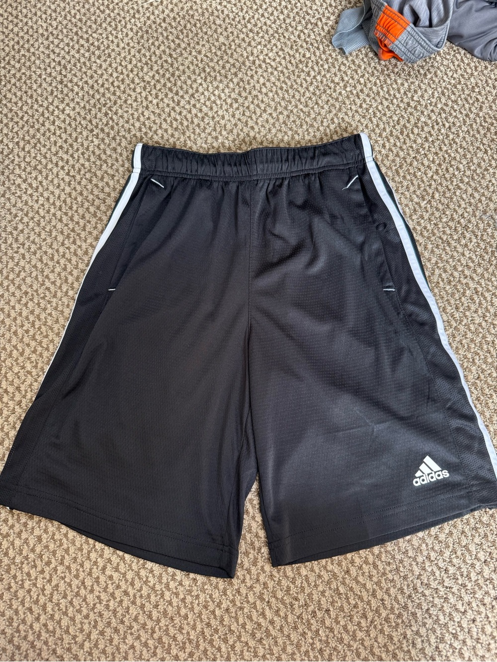 adidas Black Athletic Shorts with White Trim